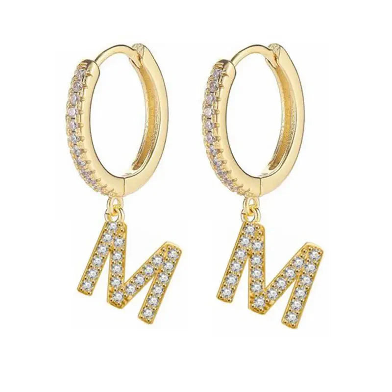 Pendientes de aro con inicial para mujer m