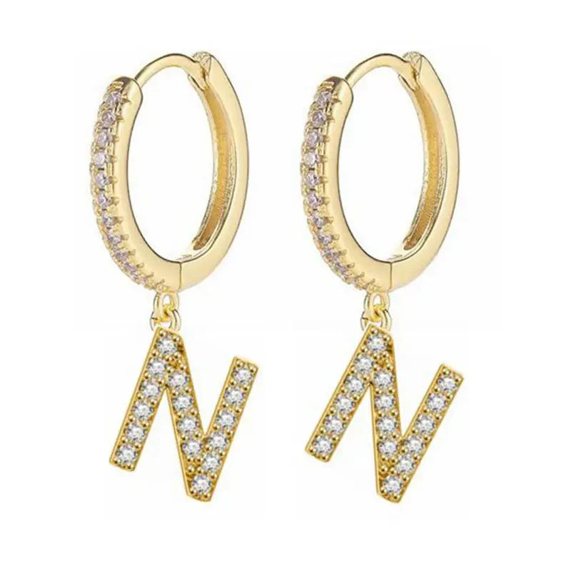Pendientes de aro con inicial para mujer n