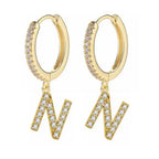 Pendientes de aro con inicial para mujer n