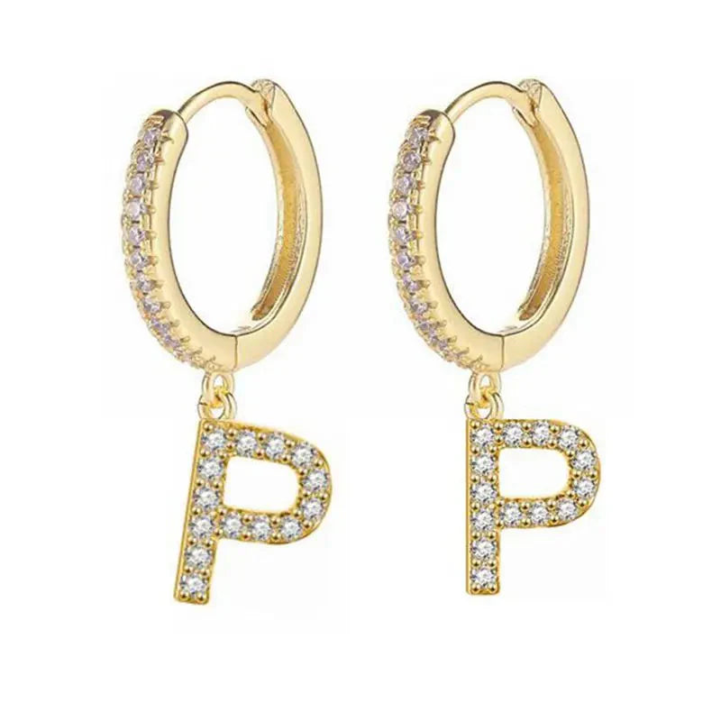 Pendientes de aro con inicial para mujer p