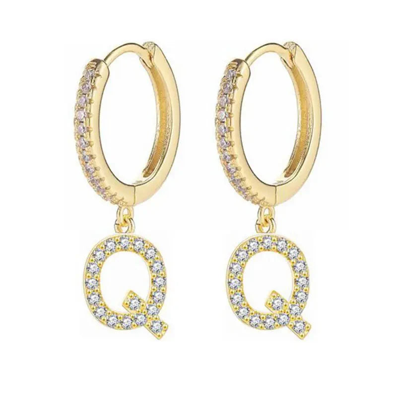 Pendientes de aro con inicial para mujer q