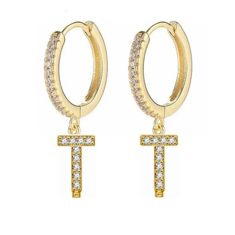 Pendientes de aro con inicial para mujer t