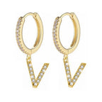 Pendientes de aro con inicial para mujer v