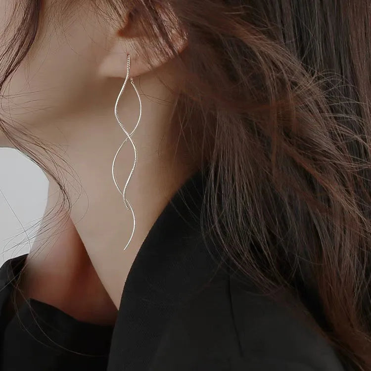 Pendientes Largos De Plata O Plata de oro