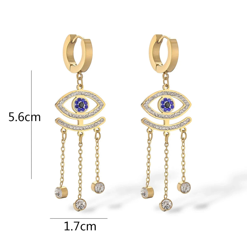 Pendientes de Ojo Malo Azul Largos