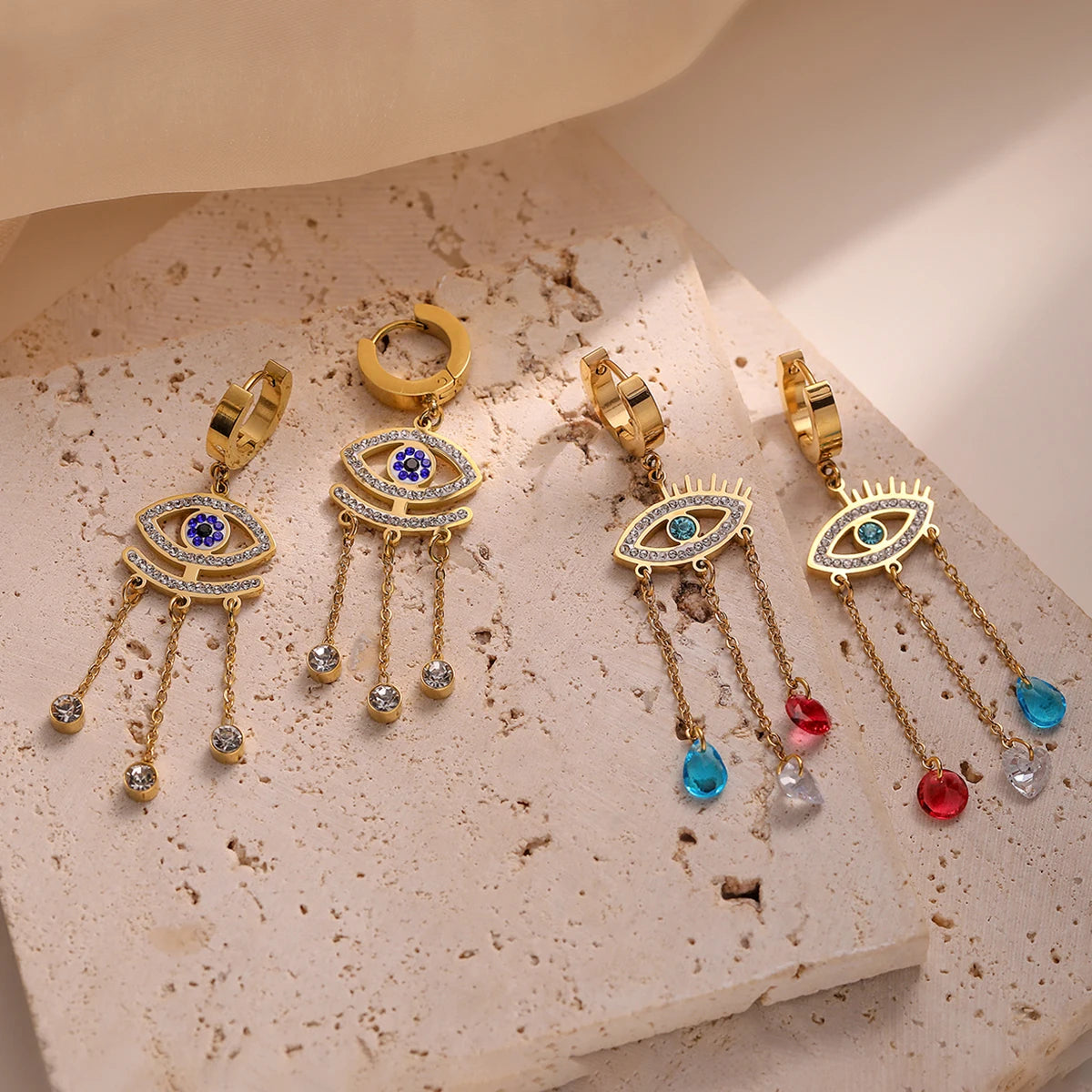 Pendientes de Ojo Malo Azul Largos