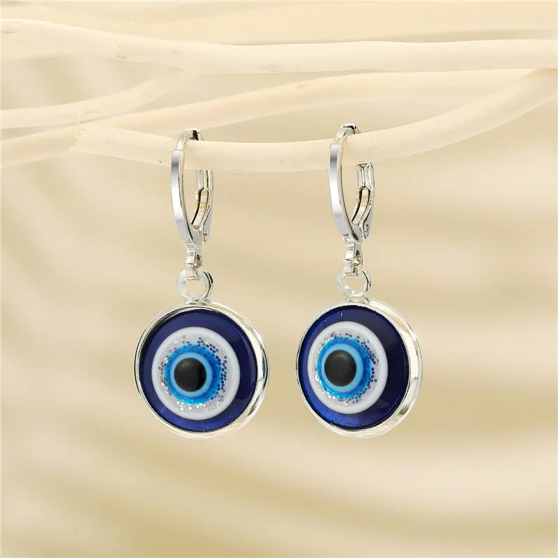 Pendientes de Ojo Malo Azul Redondos