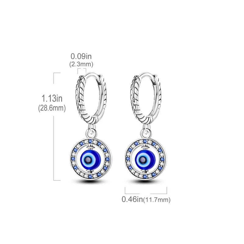 Pendientes Ojo Malo Azul Redondos Y Perlas