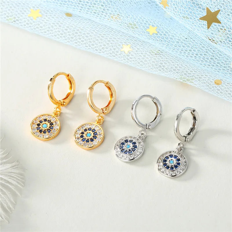 Pendientes Ojo Malo Azul con Strass Redondos