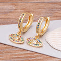 Pendientes Ojo Malo Azul Zirconia Multicolor Estilo Bohemio