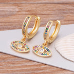 Pendientes Ojo Malo Azul Zirconia Multicolor Estilo Bohemio