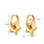 Pendientes de mini aros con colgante de estrella abombada