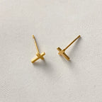 Pendientes mini cruz oro