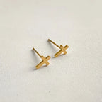 Pendientes mini cruz oro