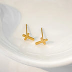 Pendientes mini cruz oro