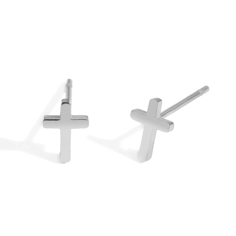 Pendientes mini cruz plata