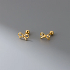 Pendientes minimalistas lazo de moño dorado