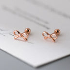 Pendientes minimalistas lazo de moño oro rosa