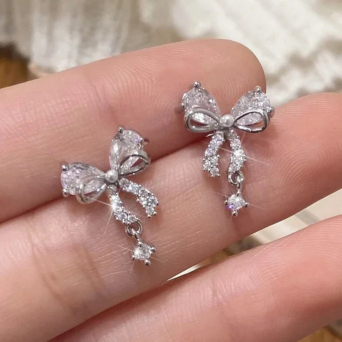 Pendientes de lazo para mujer de plata