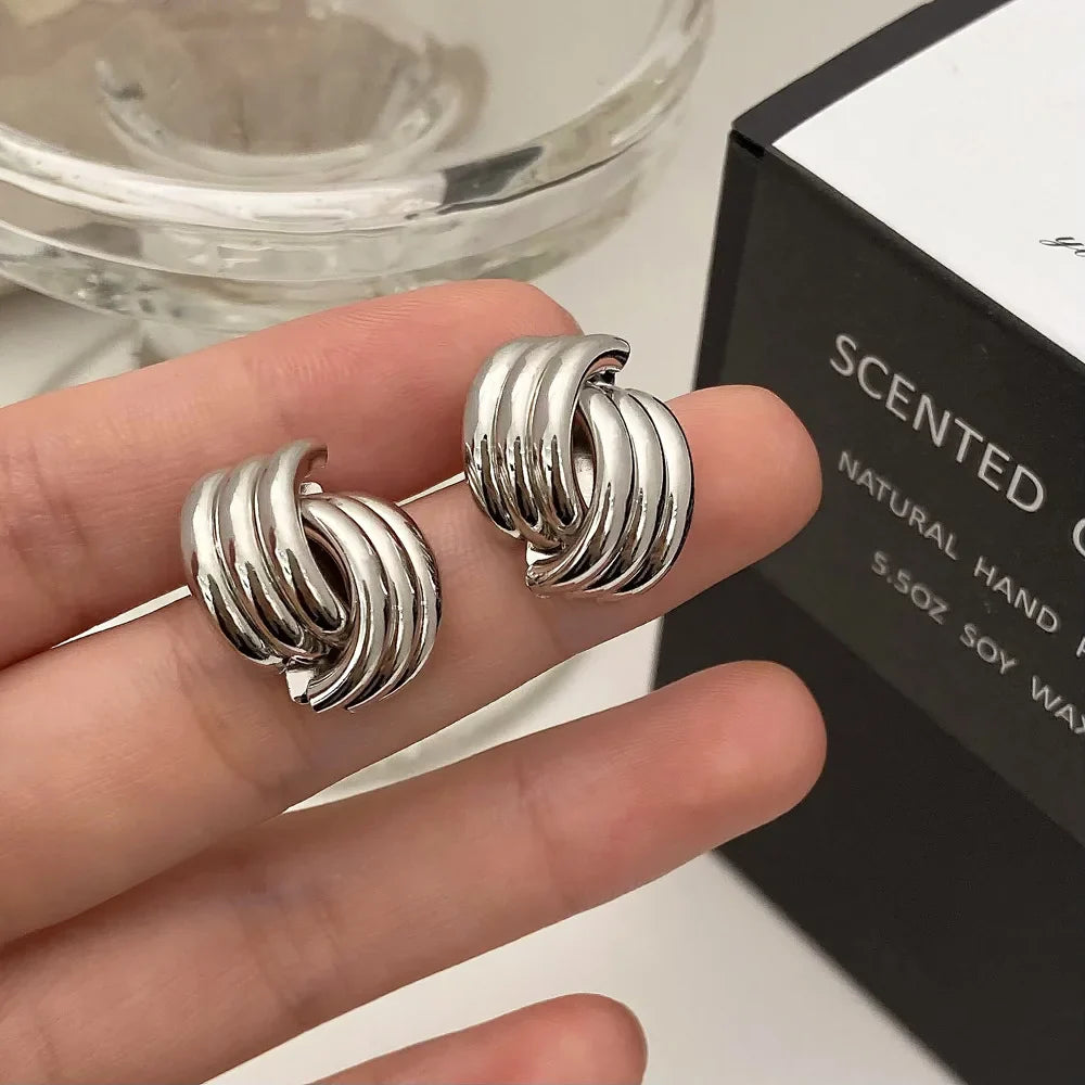 Pendientes de lazo para mujer plateados