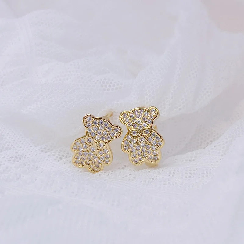 Pendientes de oso con piedra preciosa