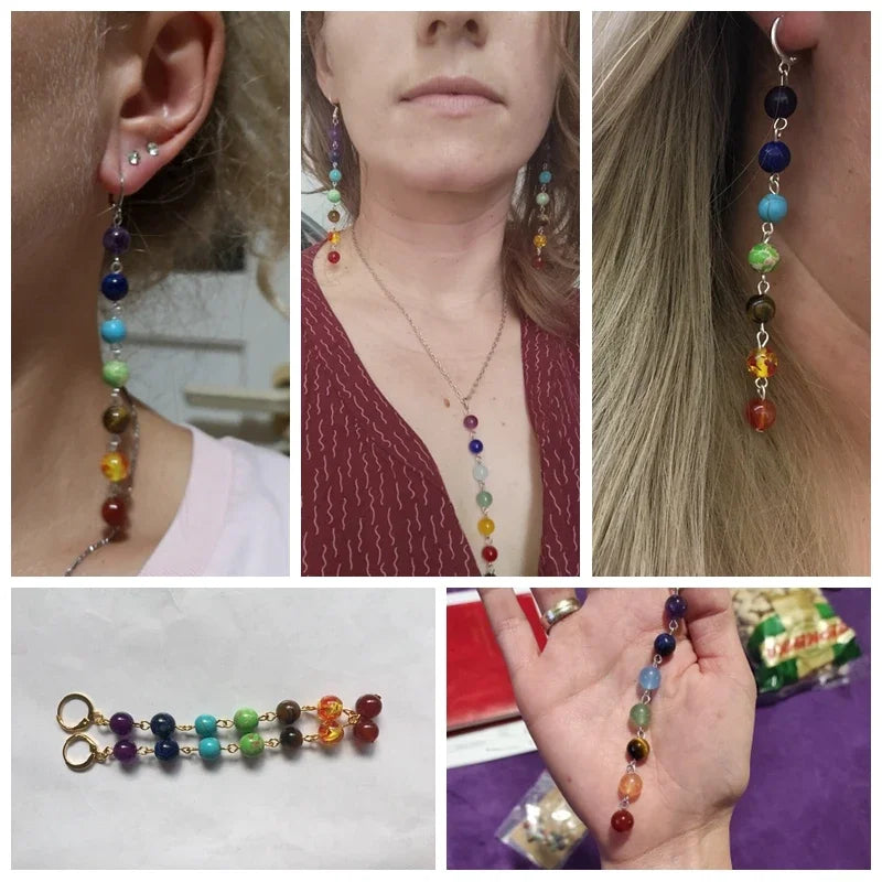 Pendientes Colgantes 7 Chakras Mujer