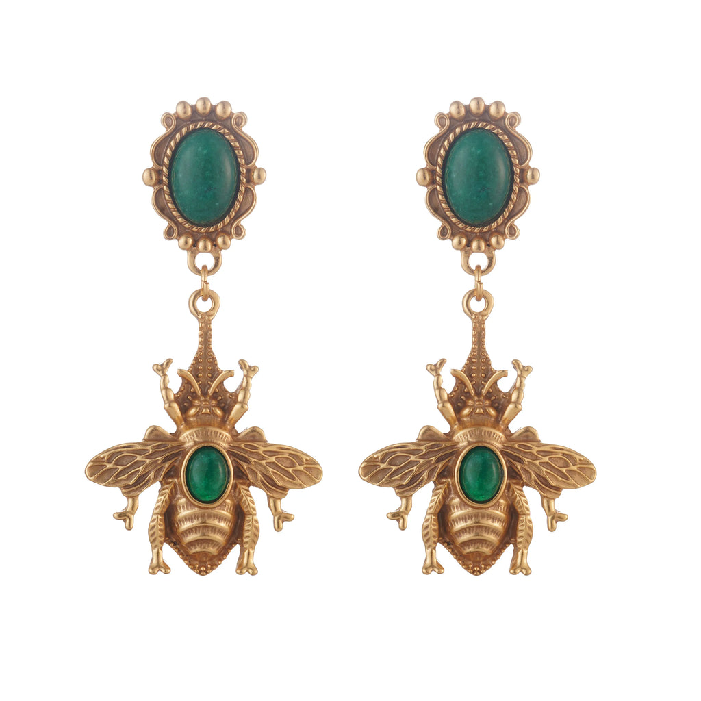 Pendientes colgantes abeja verde
