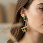 Pendientes colgantes abeja verde