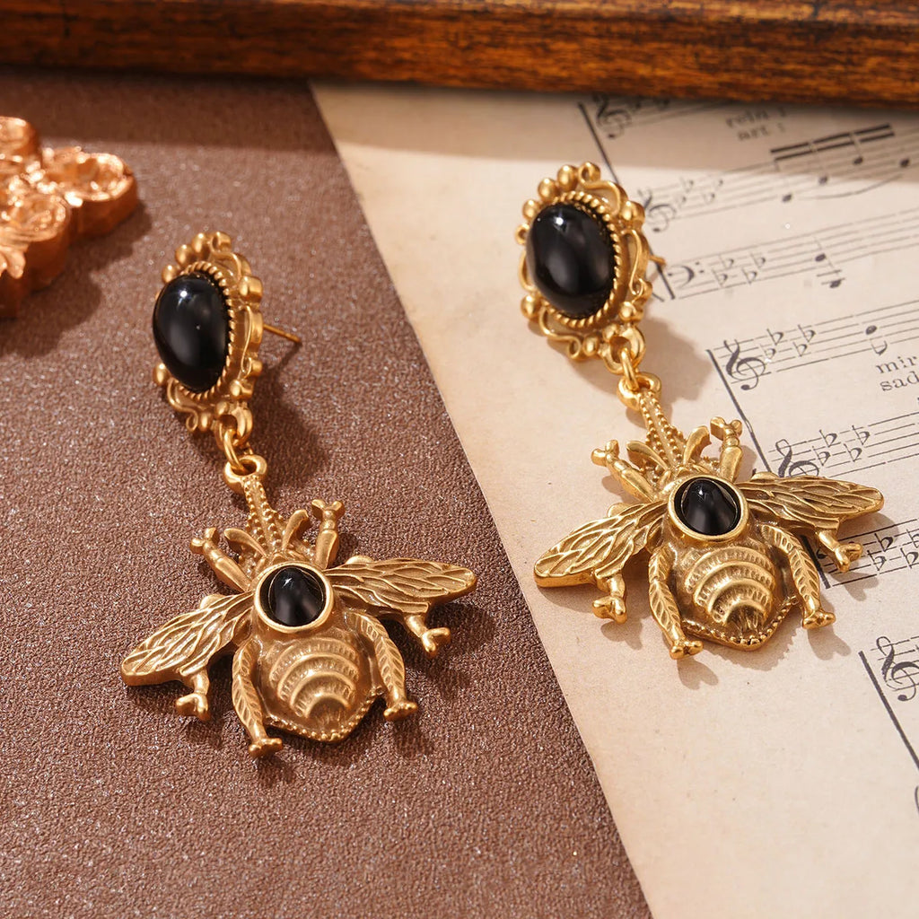 Pendientes colgantes abeja negro