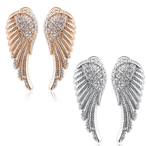 Pendientes colgantes alas de ángel con strass 