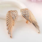 Pendientes colgantes alas de ángel con strass oro