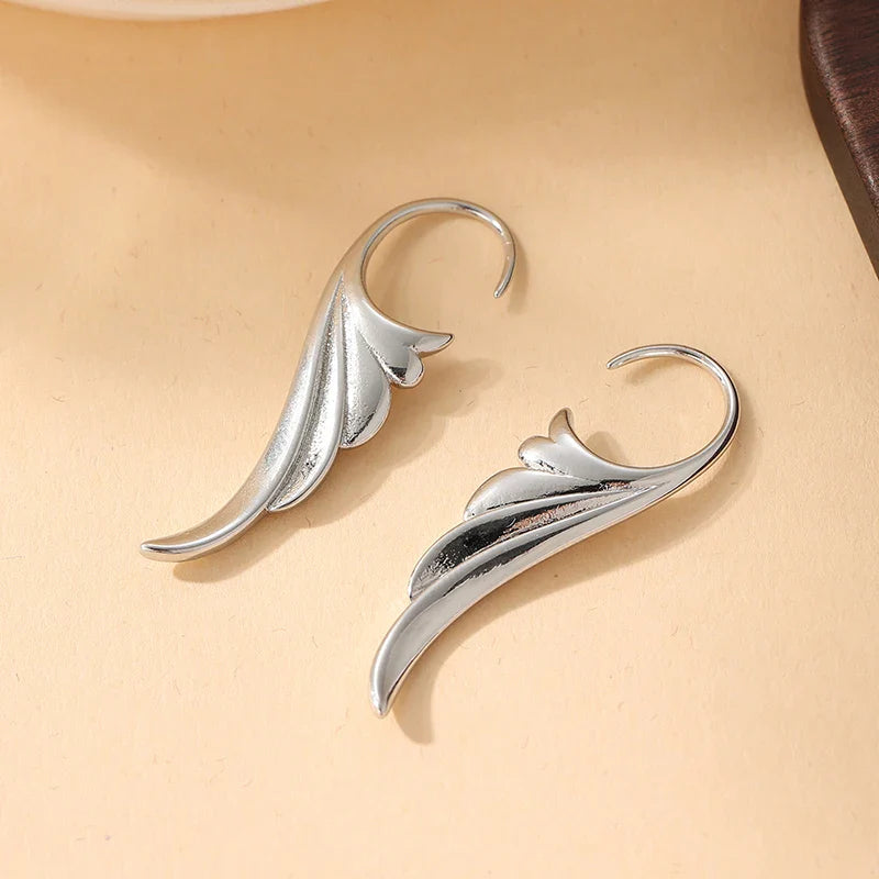 Pendientes colgantes alas de ángel para mujer plateados