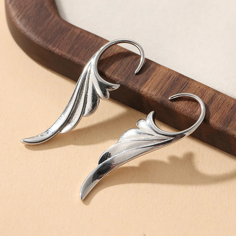 Pendientes colgantes alas de ángel para mujer plateados