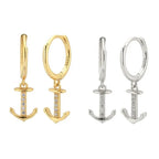 Pendientes colgantes ancla de oro