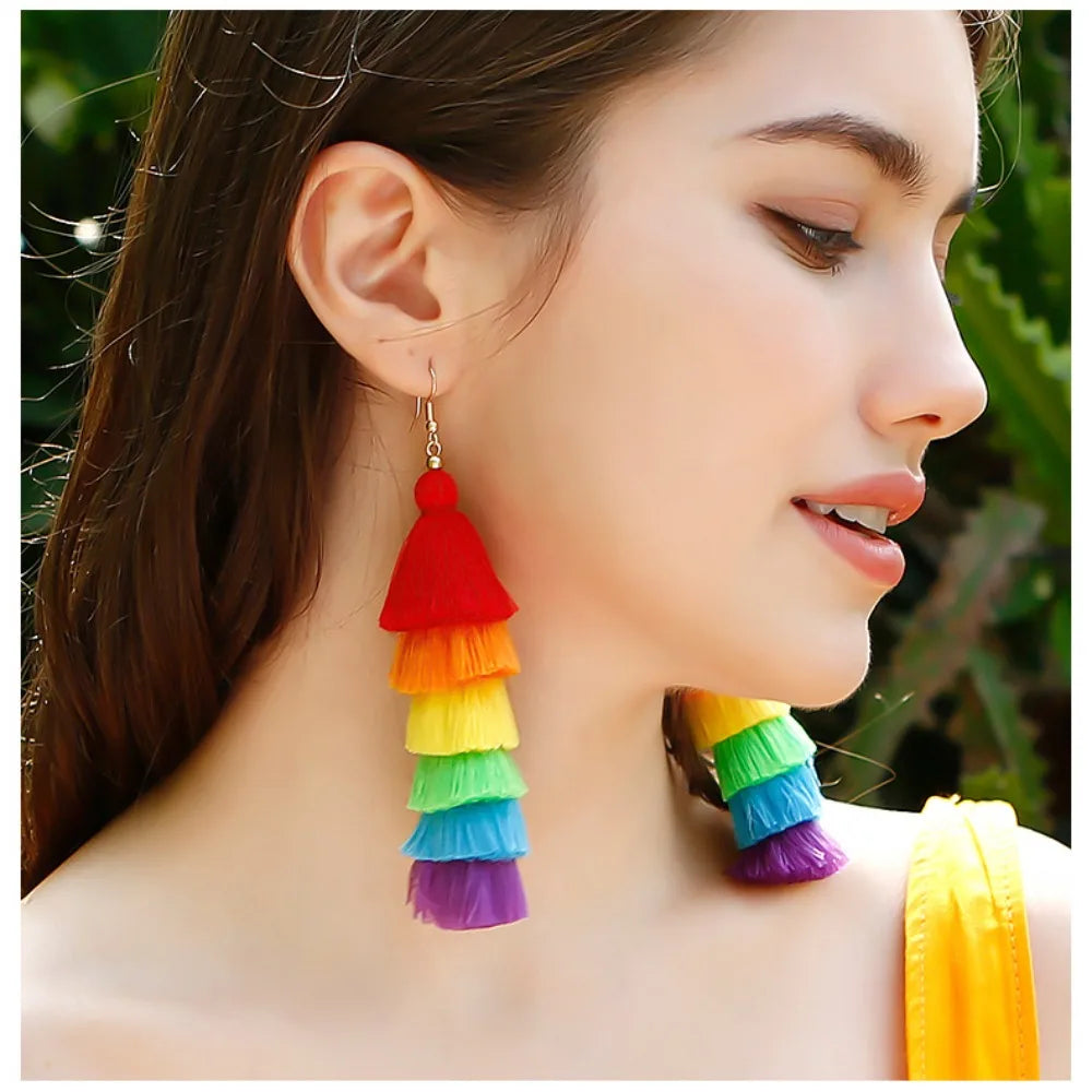 Pendientes colgantes arcoíris para mujer