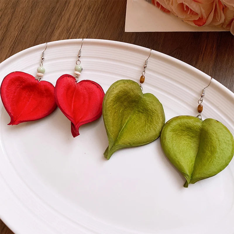 Pendientes Colgantes con Hoja de Color