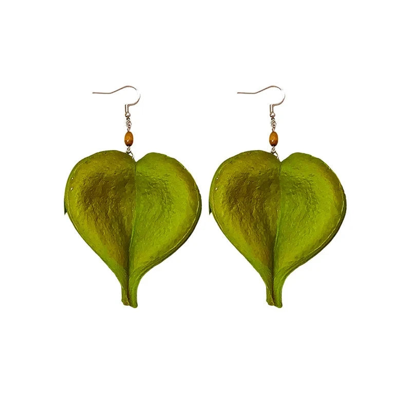 Pendientes Colgantes con Hoja de Color verde