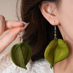 Pendientes Colgantes con Hoja de Color verde