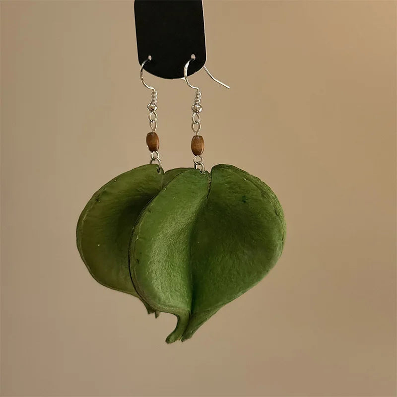Pendientes Colgantes con Hoja de Color verde