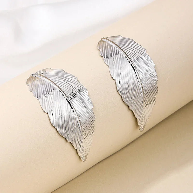 Pendientes Colgantes con Hoja para Mujer plata