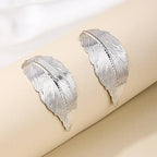Pendientes Colgantes con Hoja para Mujer plata