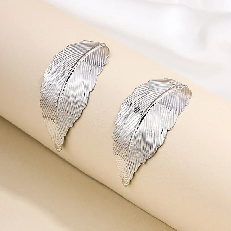 Pendientes Colgantes con Hoja para Mujer plata