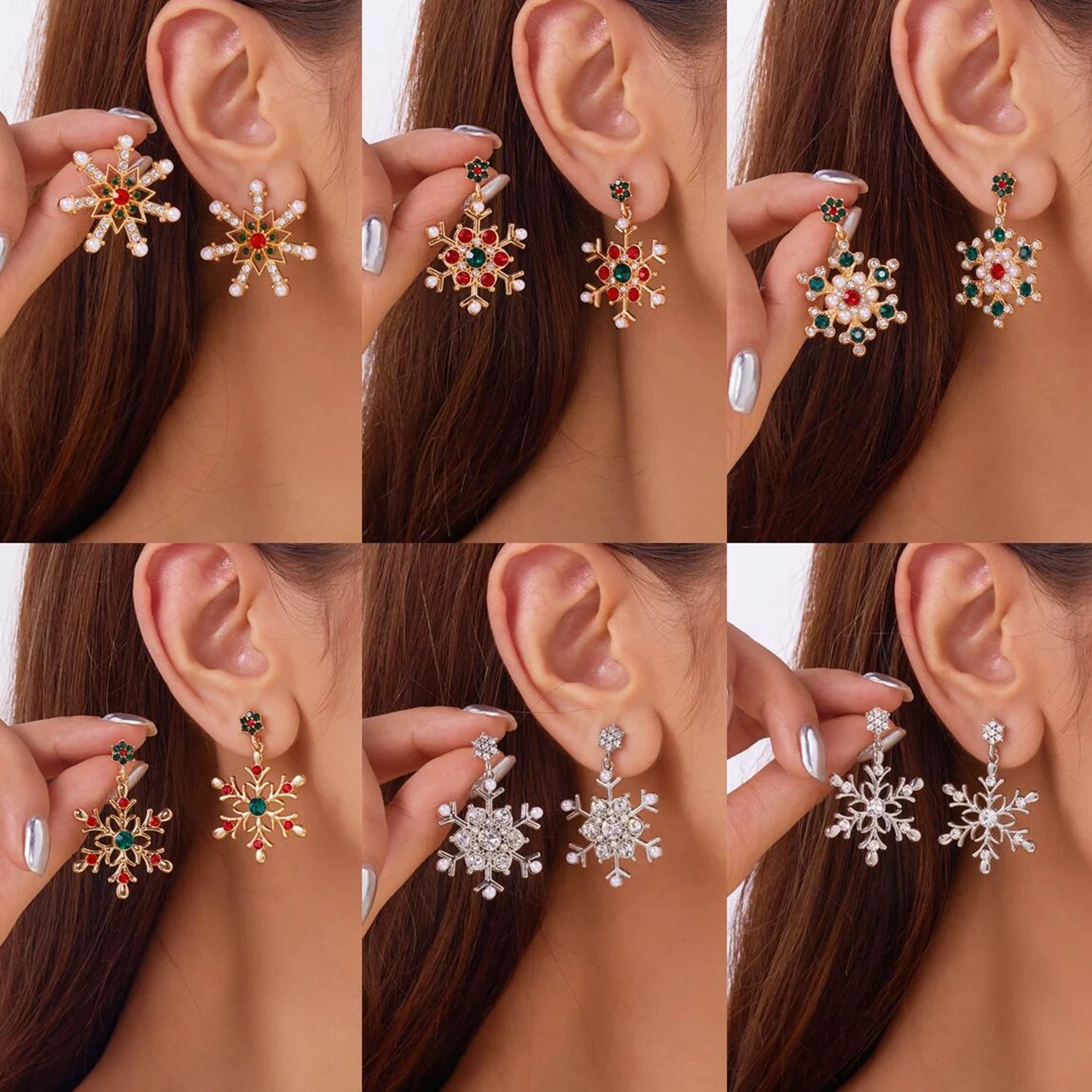 Pendientes Colgantes con Copo de Nieve