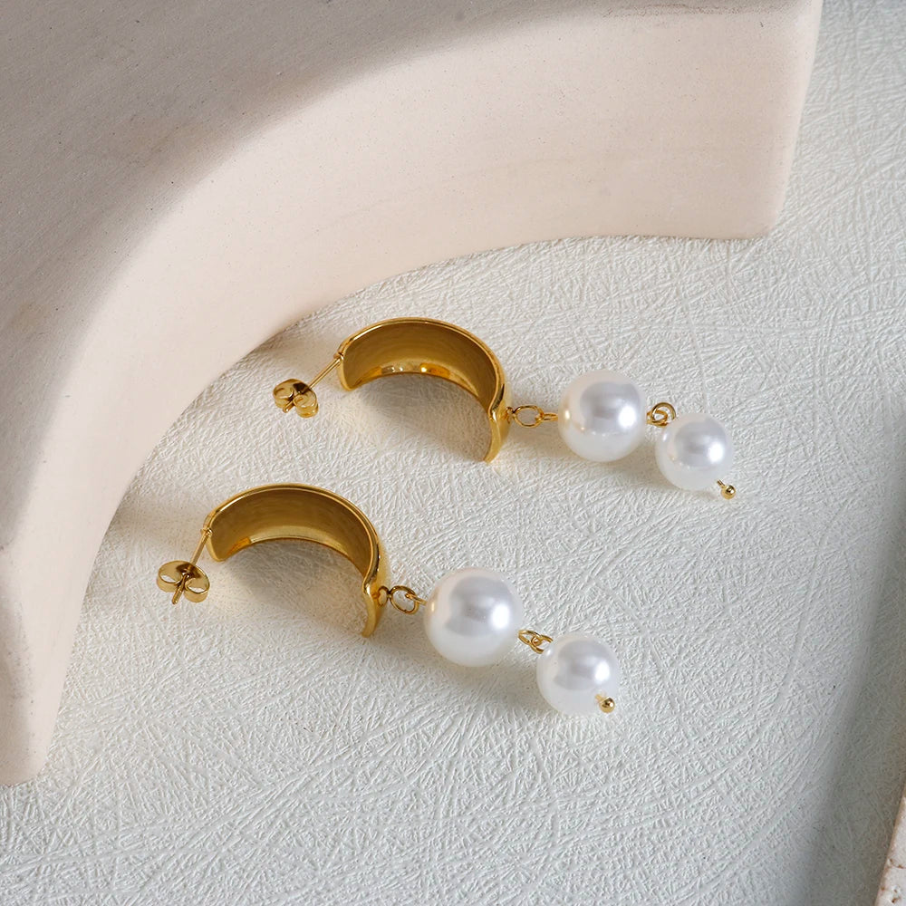 Pendientes Colgantes con Perlas oro