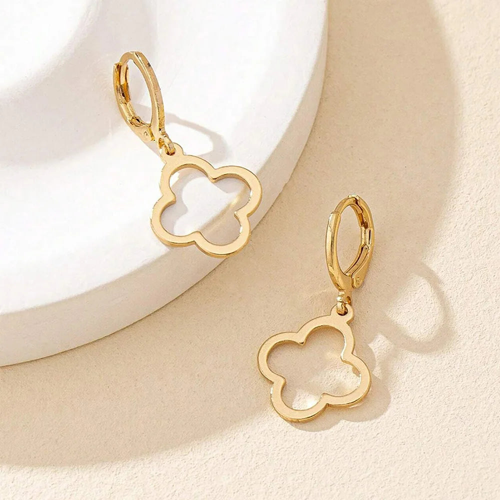 Pendientes Colgantes con Trébol de 4 Hojas oro