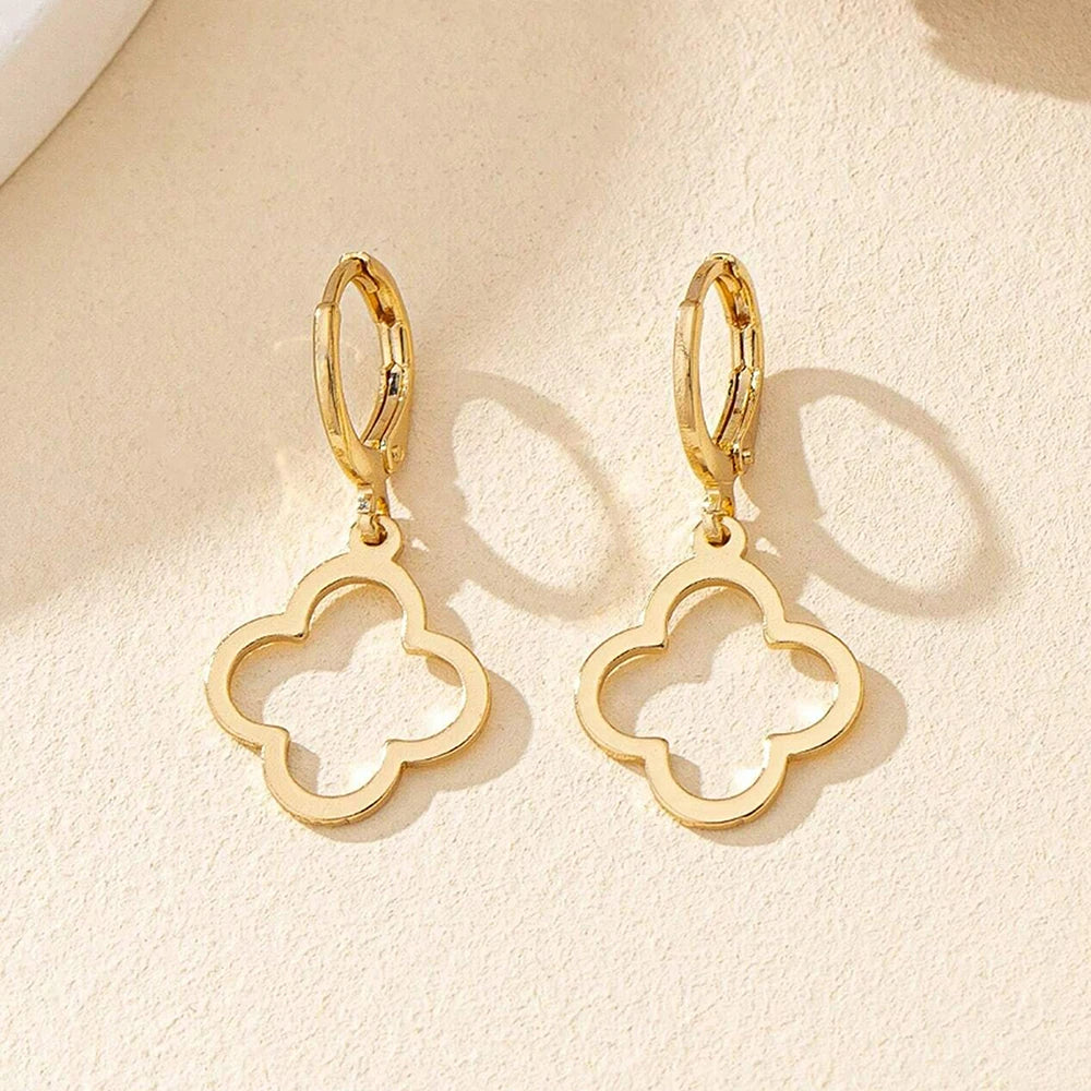Pendientes Colgantes con Trébol de 4 Hojas oro