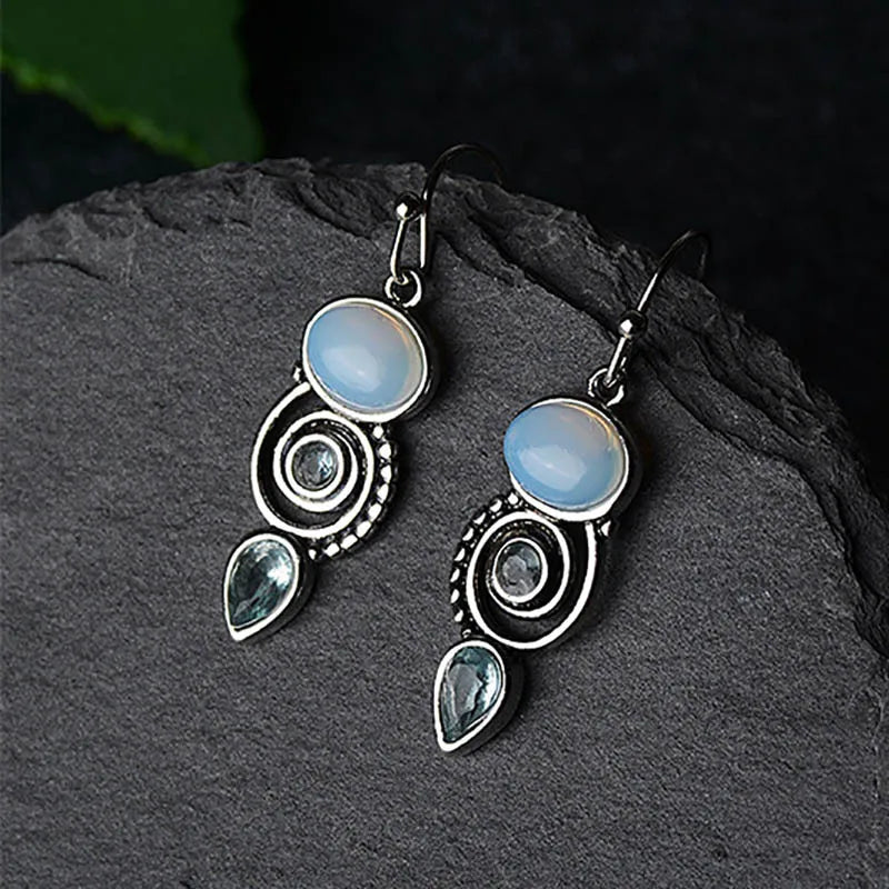 Pendientes Colgantes con Circonita Piedra de Luna