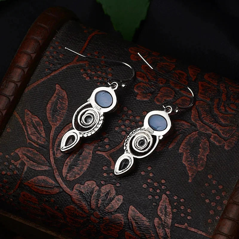 Pendientes Colgantes con Circonita Piedra de Luna