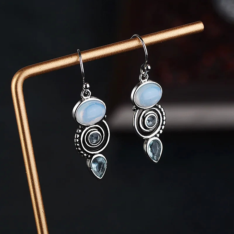 Pendientes Colgantes con Circonita Piedra de Luna