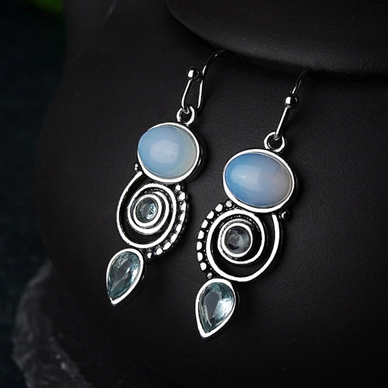 Pendientes Colgantes con Circonita Piedra de Luna